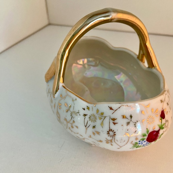 Vintage Marco Fine Porcelain White Gold Floral Flower Pattern Trinket Bowl - Picture 2 of 7